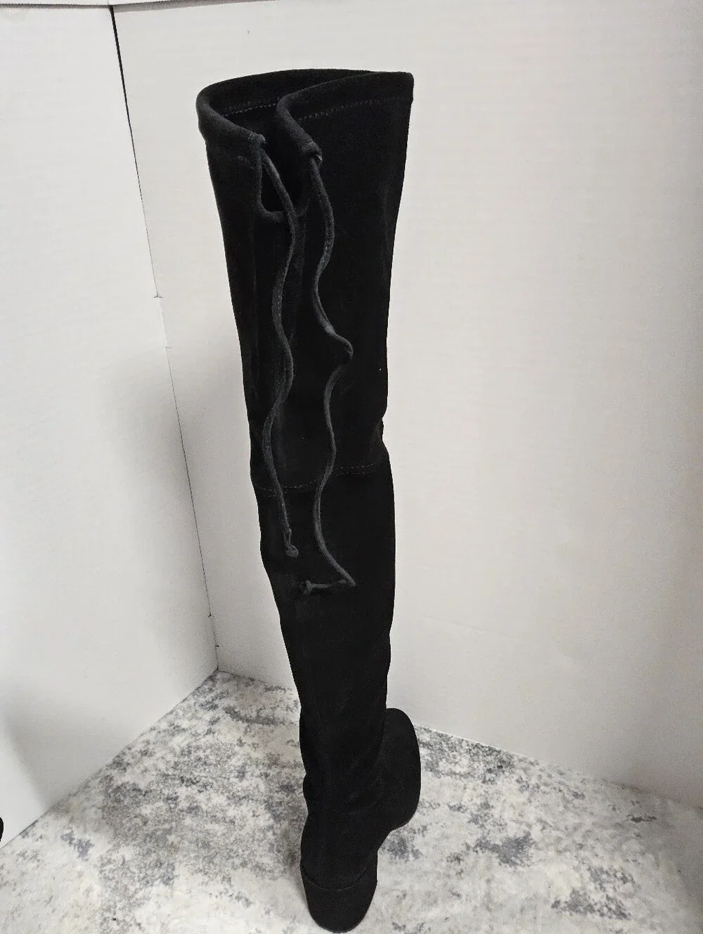 Customer Return Size 7 Stuart Weitzman Black Over-the-Knee Heeled Boots